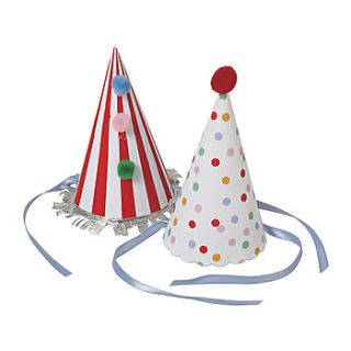 set of eight stripes and spots party hats by little baby company