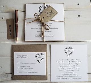 parcel and twine heart invitation by sweet words stationery