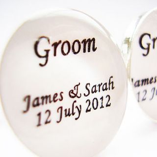 personalised 'groom' wedding cufflinks by sophie hutchinson designs