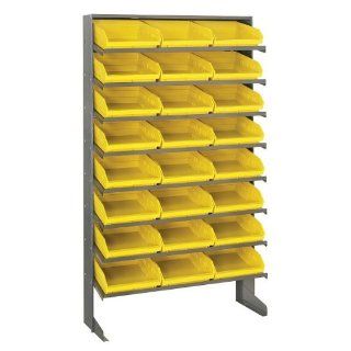 Sloped Shelf Storage Bin and Rack Unit with 24 Bins (4" H x 11.125" W x 11.625" L) (Yellow) (12"D x 36"W x 60"H)   Lidded Home Storage Bins