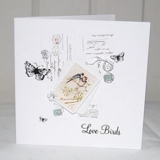 lovebirds handmade greetings card by leah halliday