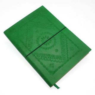 fair trade emerald embossed leather notebook by paper high