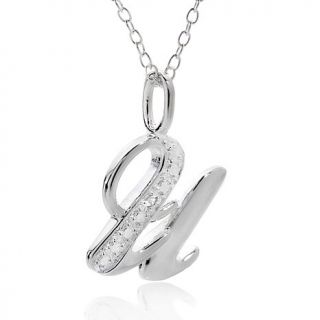 Sterling Silver Diamond Accent Script Initial Pendant with 18" Chain