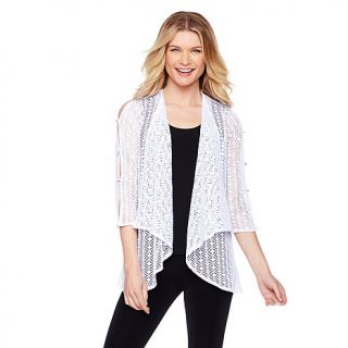 Slinky® Brand Crochet Jacket with Button Sleeve Detail