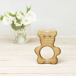 organic wooden teddy bear teether by wooden toy gallery