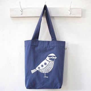 organic bird print shopper tote bag by peris and corr