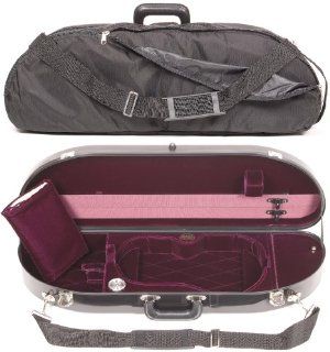 Bobelock 1047FV Black Fiberglass 4/4 Violin Case with Wine Velvet Interior and Protective Bag Musical Instruments