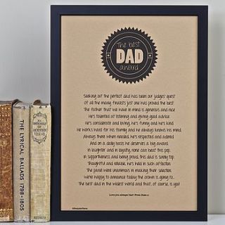 best dad award vintage style by bespoke verse
