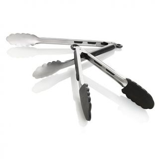 Bon Appétit Stainless and Silicone Kitchen Tongs   2 Piece Set