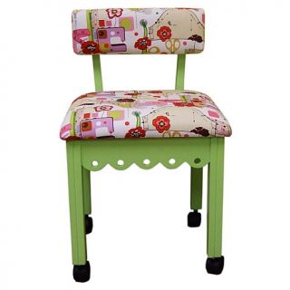 Arrow Gingerbread Sewing Chair with Storage   Green