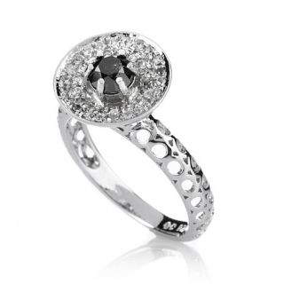 .75ct Black Diamond and White Zircon Sterling Silver Ring