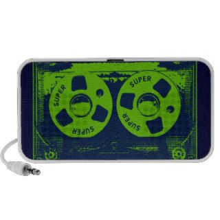 Pop Art Cassette Tape Graphic in Green & Blue Speakers