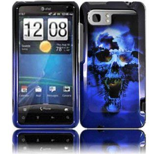 Skull Hard Case Cover for HTC Vivid Holiday   Blue Cell Phones & Accessories