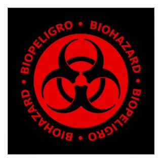 Red & Black Bilingual Biohazard Symbol Poster