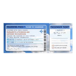 sky boarding pass wedding ticket invite with rsvp