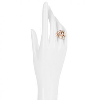 Roberto by RFM "Petali" White Stone and Crystal Rosetone Pavé Ring