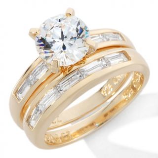 Absolute Round and Baguette 2 piece Ring Set, 8mm   2.9ct