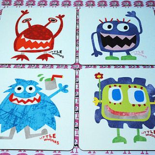set of four little monster placemats by nella