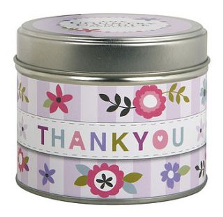 'thank you' scented candle in a tin by the country candle company