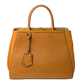 Fendi '2Jours' Medium Mustard Vitello/ Saffiano Leather Shopper Bag Fendi Designer Handbags