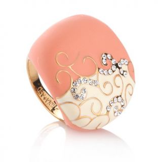 Bellezza "Nelia" Crystal and Enamel Yellow Bronze Swirl Ring