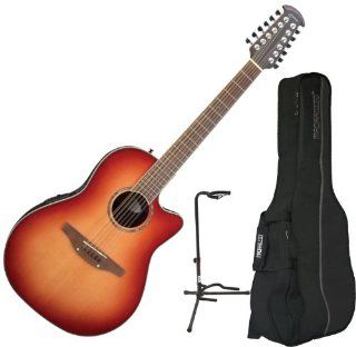Ovation CC245 HB Celebrity Mid Depth 12 String Acoustic Electric Guitar (Honeyburst) w/Guitar Stand and Deluxe Gig Bag Musical Instruments