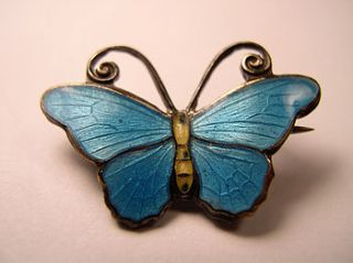 vintage silver enamel butterfly brooch by ava mae designs
