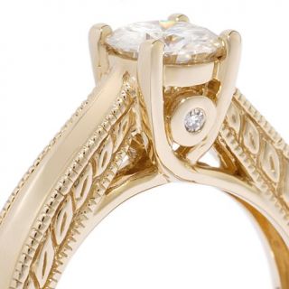 1ct Moissanite 14K Bezel Set Sides "Vintage" Ring