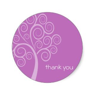 Swirly Tree Thank You Sticker (Plum Purple)