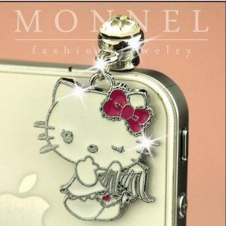 ip243 Luxury Hello Kitty Angel Anti Dust Plug Cover Charm For iPhone 4 4S Cell Phones & Accessories