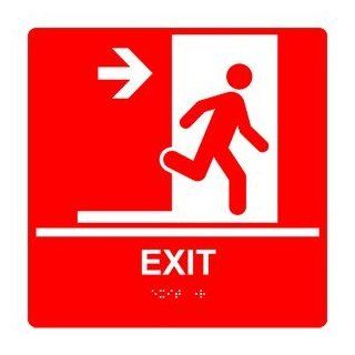 ADA Exit Right Braille Sign RRE 242 99 WHTonRed Enter / Exit  Business And Store Signs 