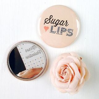 pocket mirror, sugar lips design by handmade by if