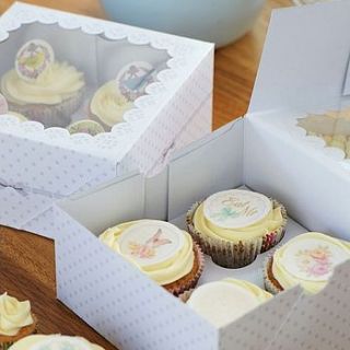frills cupcake boxes for four cupcakes by little cupcake boxes
