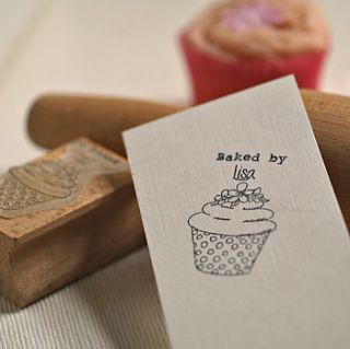 personalised 'baked by…' cupcake rubber stamp by pretty rubber stamps