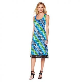 Slinky® Brand Printed A Line Dress with Crochet Hem