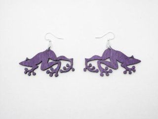 Purple Frog Wooden Earrings StealStreet Jewelry