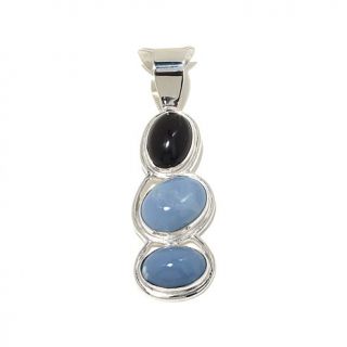 Jay King Blue Opal and Black Tourmaline Sterling Silver Pendant