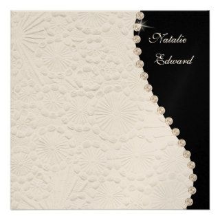 Wedding Black and White Vintage Pattern Invite