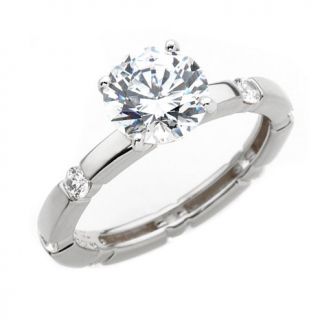 2.42ct Absolute™ Round Solitaire Scattered Semi Bezel Band Ring