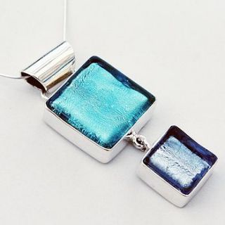 murano glass double square silver pendant by claudette worters