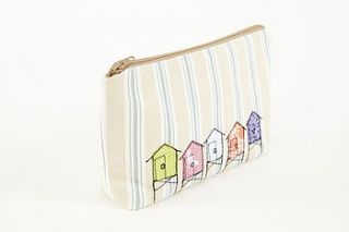 embroidered beach hut make up bag by lizzie searle