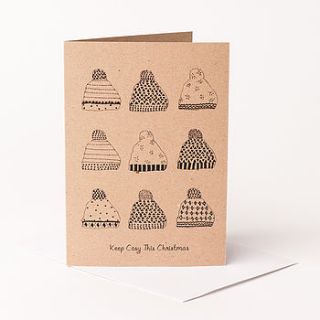 recycled manilla 'keep cosy this christmas' christmas card by sophia victoria joy