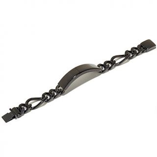 Men's Black Stainless Steel Figaro Link 10.5mm Bracelet