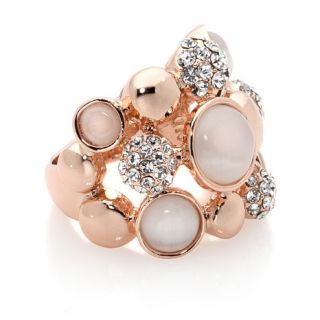 Roberto by RFM "Petali" White Stone and Crystal Rosetone Pavé Ring