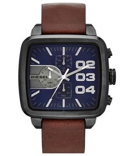 Diesel Watch, Mens Chronograph Brown Textured Leather Strap 48mm DZ4302   Watches   Jewelry & Watches