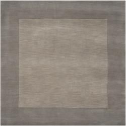 Hand crafted Grey Tone On Tone Bordered Wool Rug (9'9 Square) Round/Oval/Square