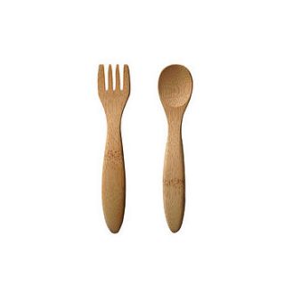 bamboo infant's spoon and fork set by green tulip ethical living