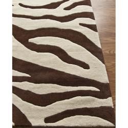 nuLOOM Handmade Modern Zebra Brown/ Beige Wool Rug (4' x 6') Nuloom 3x5   4x6 Rugs