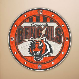 Cincinnati Bengals NFL Art Glass Wall Clock