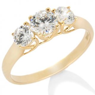 Absolute 14K Gold Round Stepped 3 Stone Ring